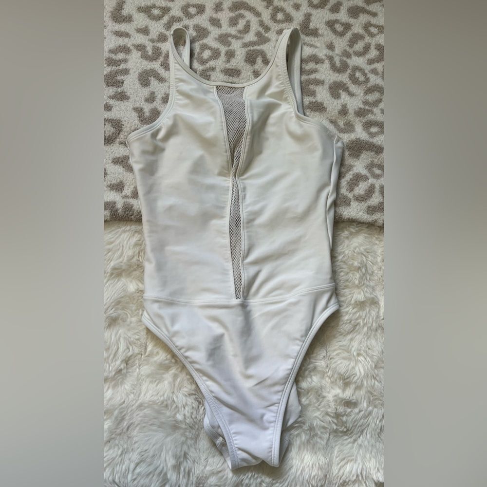 Anne Cole Classic One Piece Swimsuit Cream White  Size M L